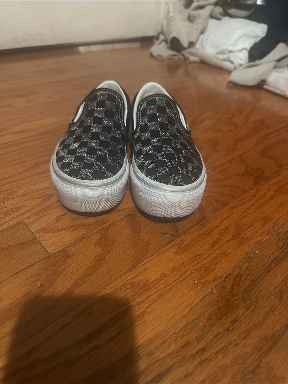 Vans Slip-On Checkerboard Sneakers Rhinestone Black & White